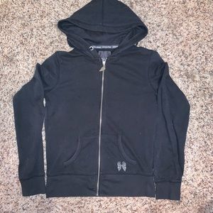 VS Black S/P Zip Angel Wings Rhinestone Hoodie